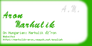 aron marhulik business card